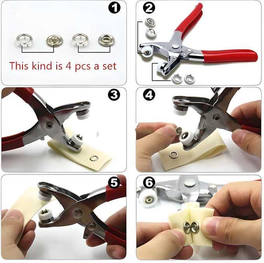 🔩 Metal Snap Button Set with Pliers – 100 Sets (9.5mm)